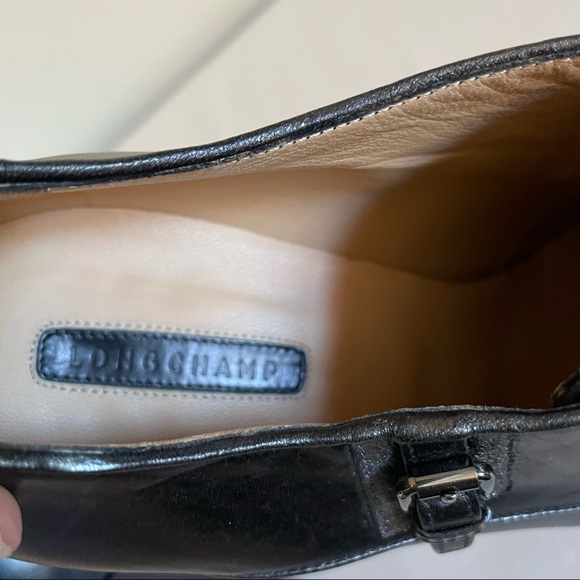 Authentic LONGCHAMP Black Leather Debies LM CUIR Heeled Booties 37 7 $585 - Picture 6 of 7